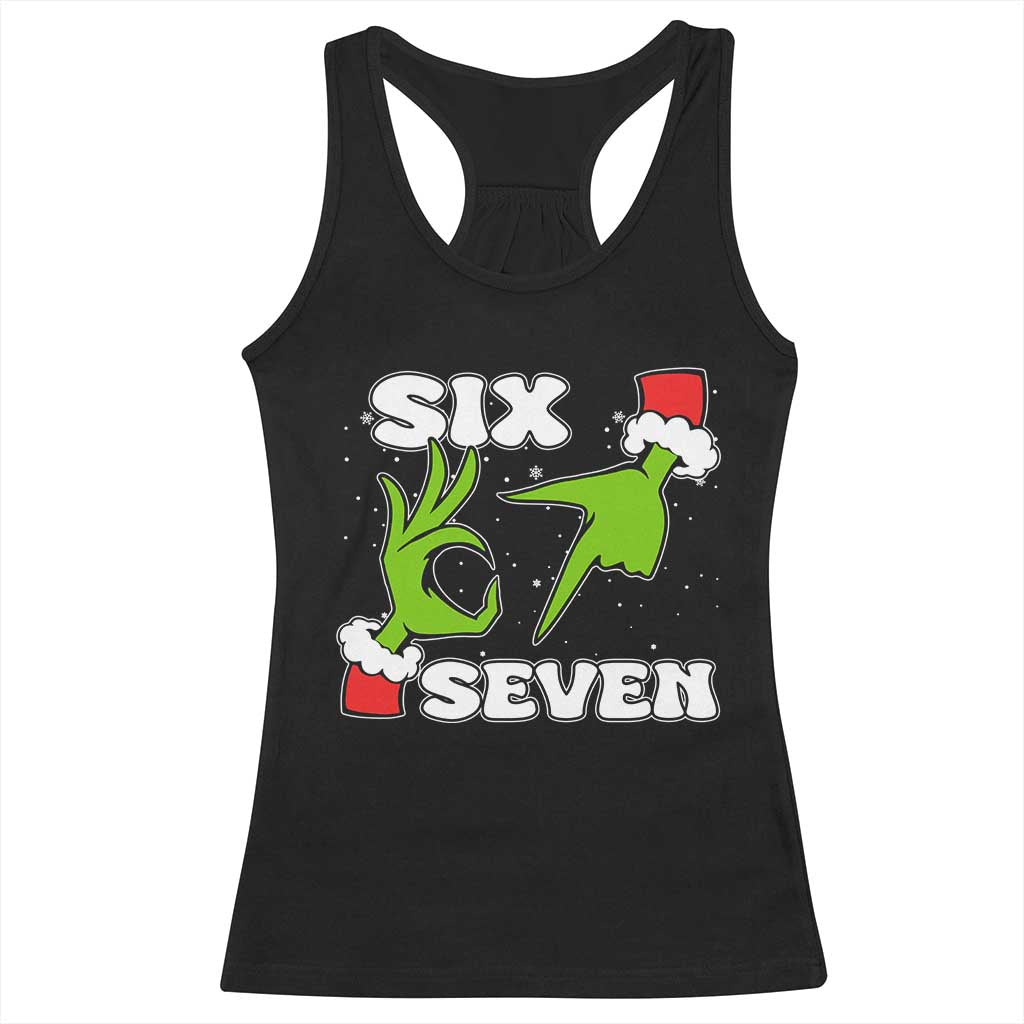 67 Six Seven Christmas Meme Racerback Tank Top Funny Elf Hands - Wonder Print Shop