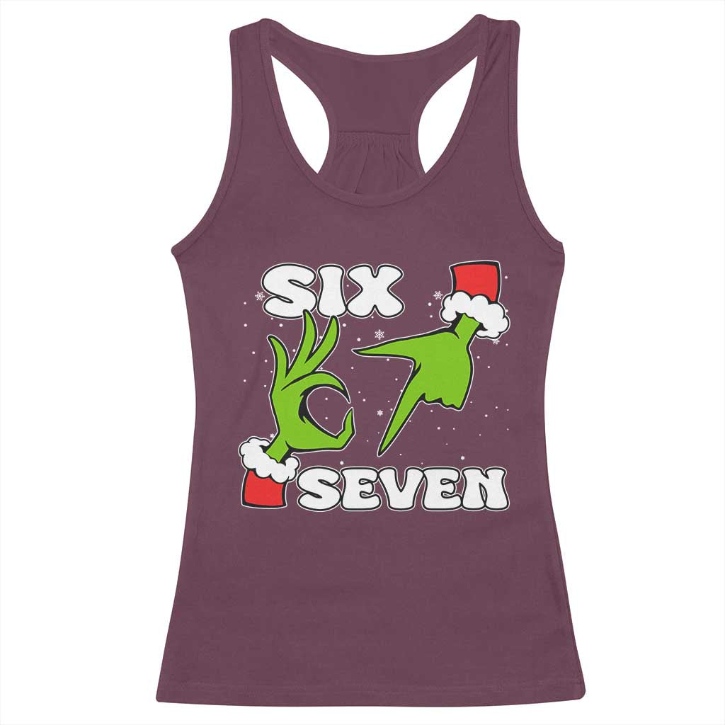 67 Six Seven Christmas Meme Racerback Tank Top Funny Elf Hands - Wonder Print Shop