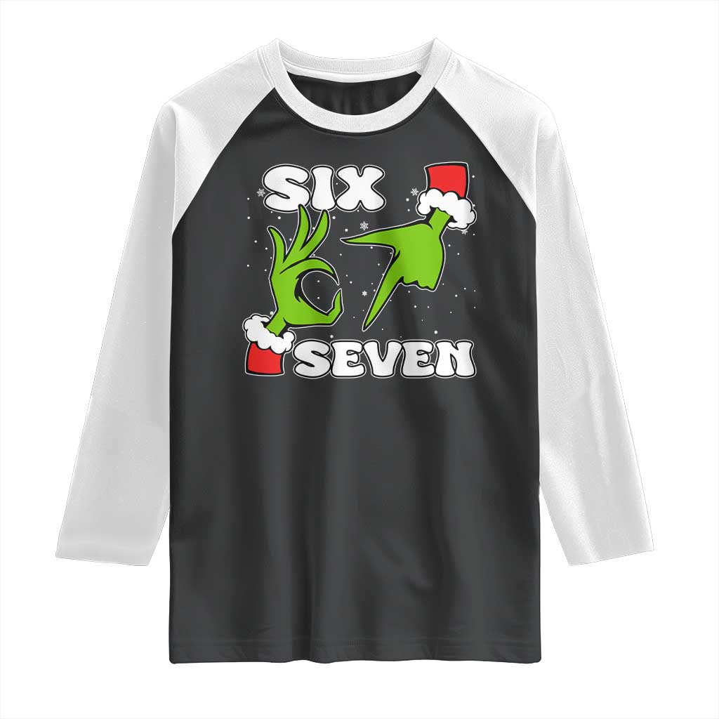 67 Six Seven Christmas Meme Raglan Shirt Funny Elf Hands - Wonder Print Shop