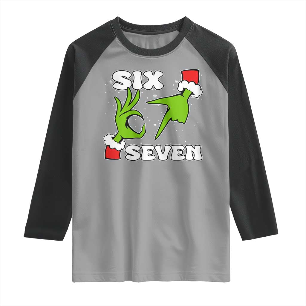 67 Six Seven Christmas Meme Raglan Shirt Funny Elf Hands - Wonder Print Shop