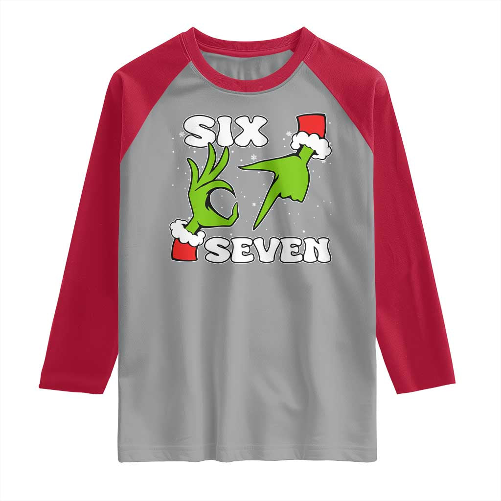 67 Six Seven Christmas Meme Raglan Shirt Funny Elf Hands - Wonder Print Shop