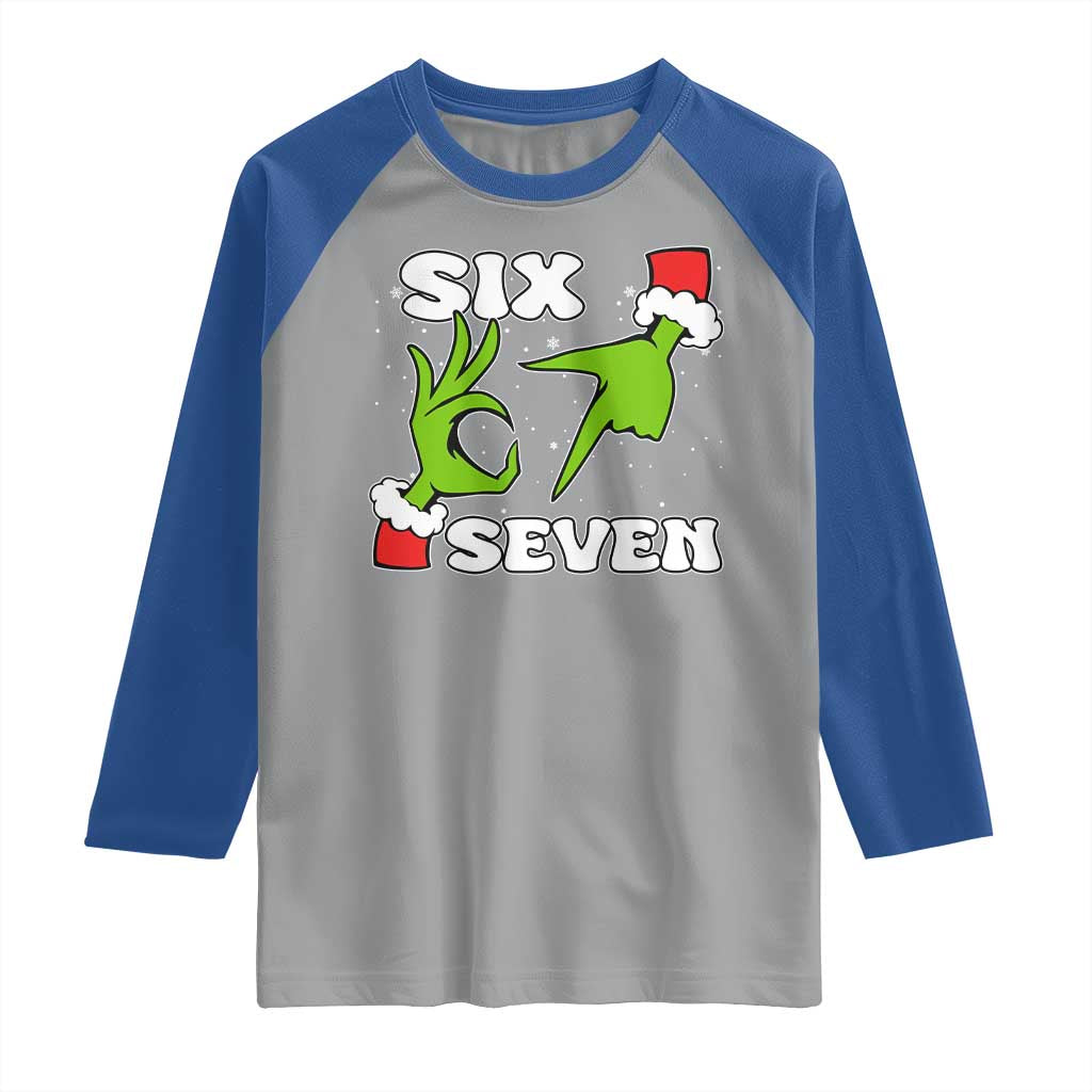 67 Six Seven Christmas Meme Raglan Shirt Funny Elf Hands - Wonder Print Shop