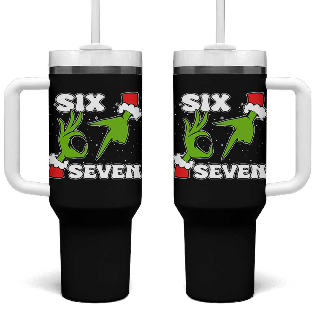 67 Six Seven Christmas Meme Tumbler With Handle Funny Elf Hands - Wonder Print Shop