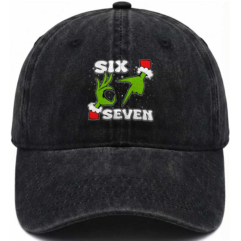 67 Six Seven Christmas Meme Washed Cotton Baseball Cap Funny Elf Hands