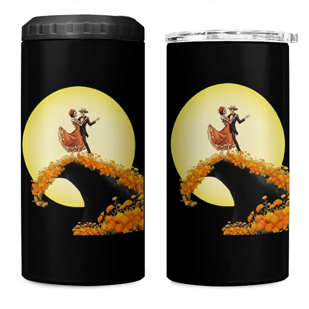 Dia De Los Muertos 4 in 1 Can Cooler Tumbler Skeletons Dancing Mexican - Wonder Print Shop