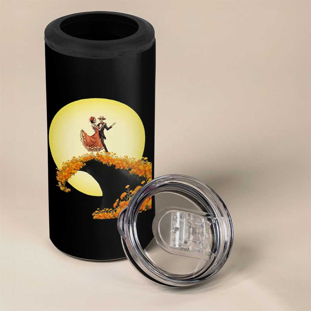 Dia De Los Muertos 4 in 1 Can Cooler Tumbler Skeletons Dancing Mexican - Wonder Print Shop