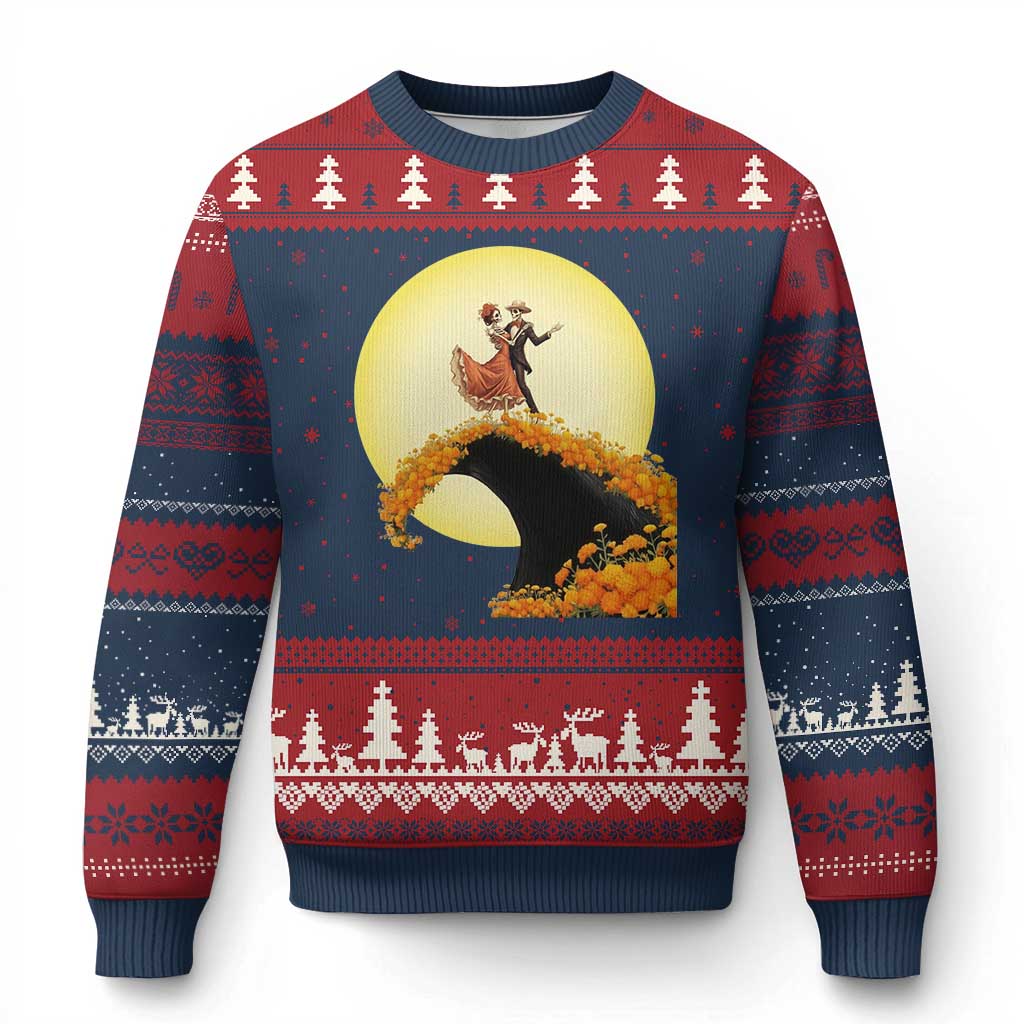 Dia De Los Muertos Ugly Christmas Sweater Skeletons Dancing Mexican - Wonder Print Shop
