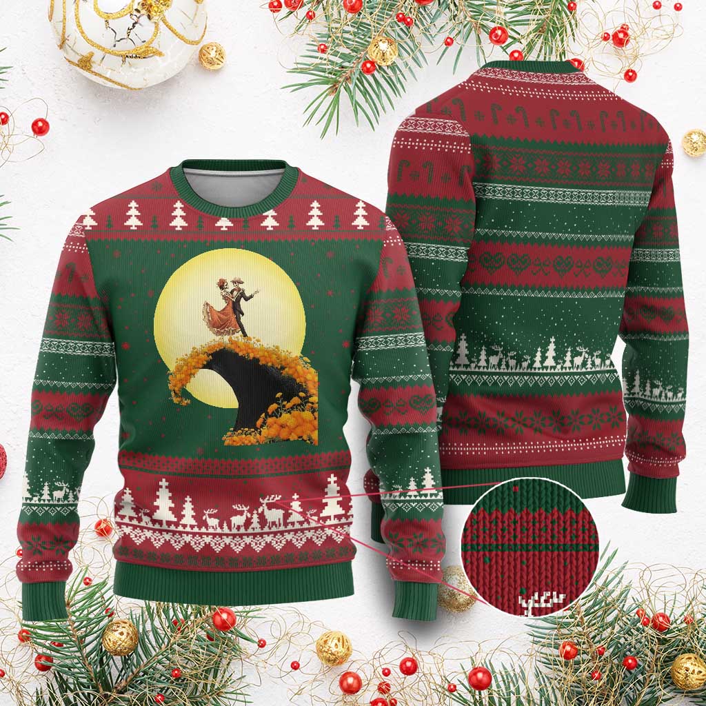 Dia De Los Muertos Ugly Christmas Sweater Skeletons Dancing Mexican - Wonder Print Shop