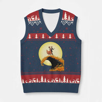 Dia De Los Muertos V-Neck Knit Sweater Vest Skeletons Dancing Mexican - Wonder Print Shop