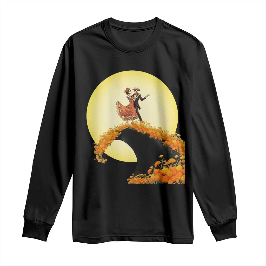 Dia De Los Muertos Long Sleeve Shirt Skeletons Dancing Mexican - Wonder Print Shop