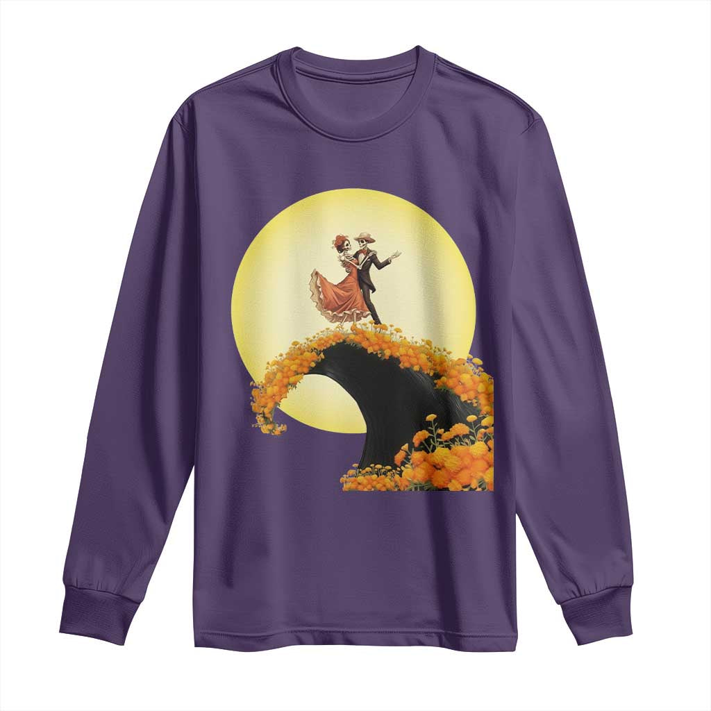 Dia De Los Muertos Long Sleeve Shirt Skeletons Dancing Mexican - Wonder Print Shop