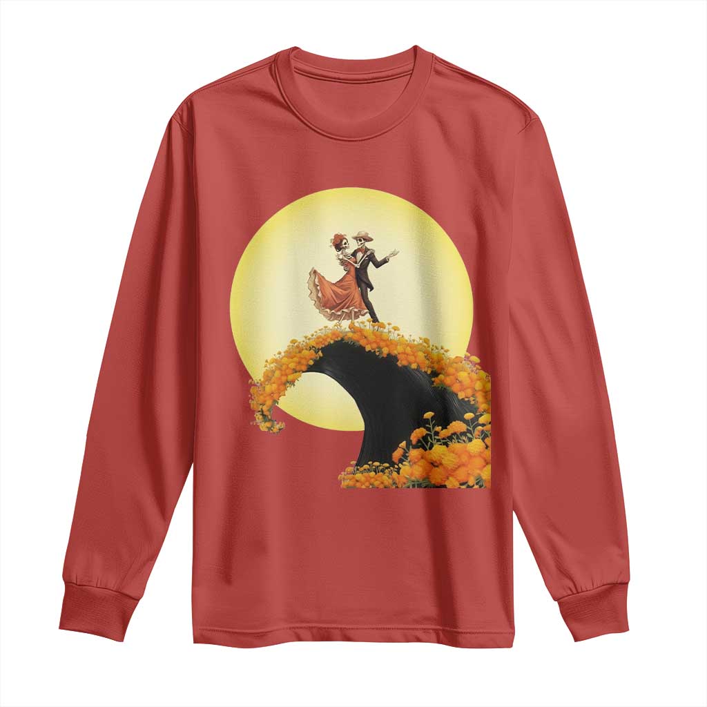 Dia De Los Muertos Long Sleeve Shirt Skeletons Dancing Mexican - Wonder Print Shop