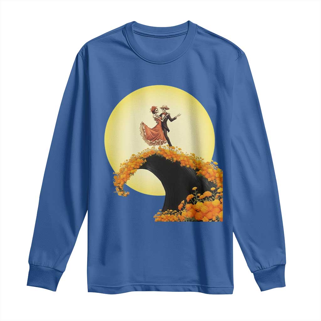 Dia De Los Muertos Long Sleeve Shirt Skeletons Dancing Mexican - Wonder Print Shop