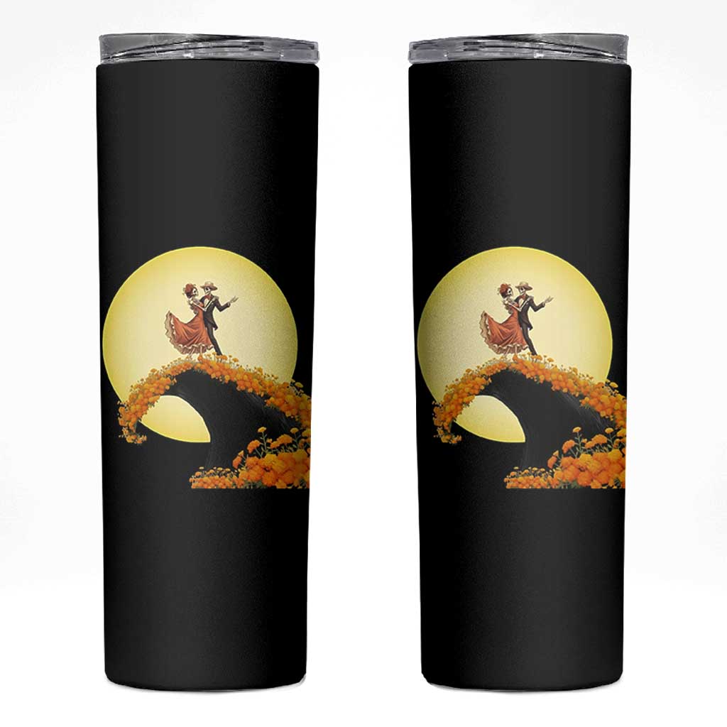 Dia De Los Muertos Skinny Tumbler Skeletons Dancing Mexican - Wonder Print Shop