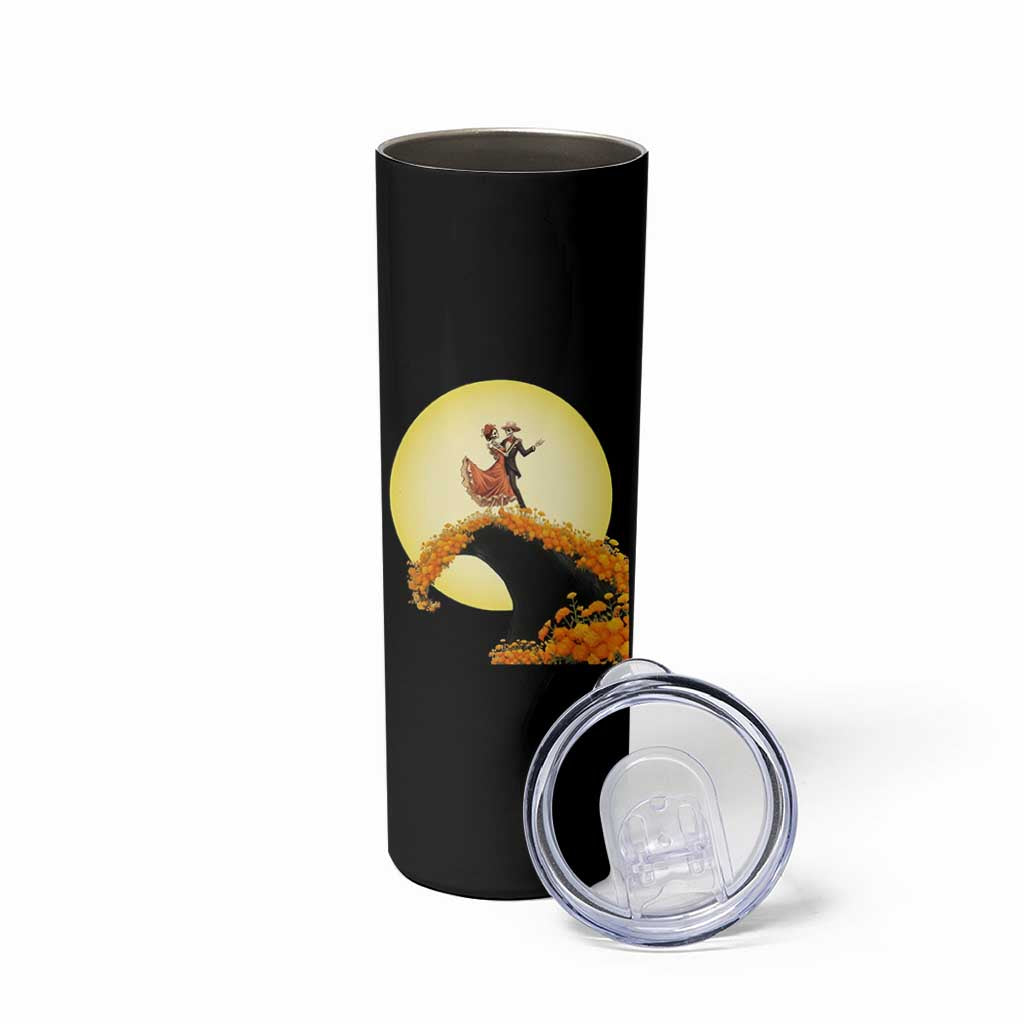 Dia De Los Muertos Skinny Tumbler Skeletons Dancing Mexican - Wonder Print Shop