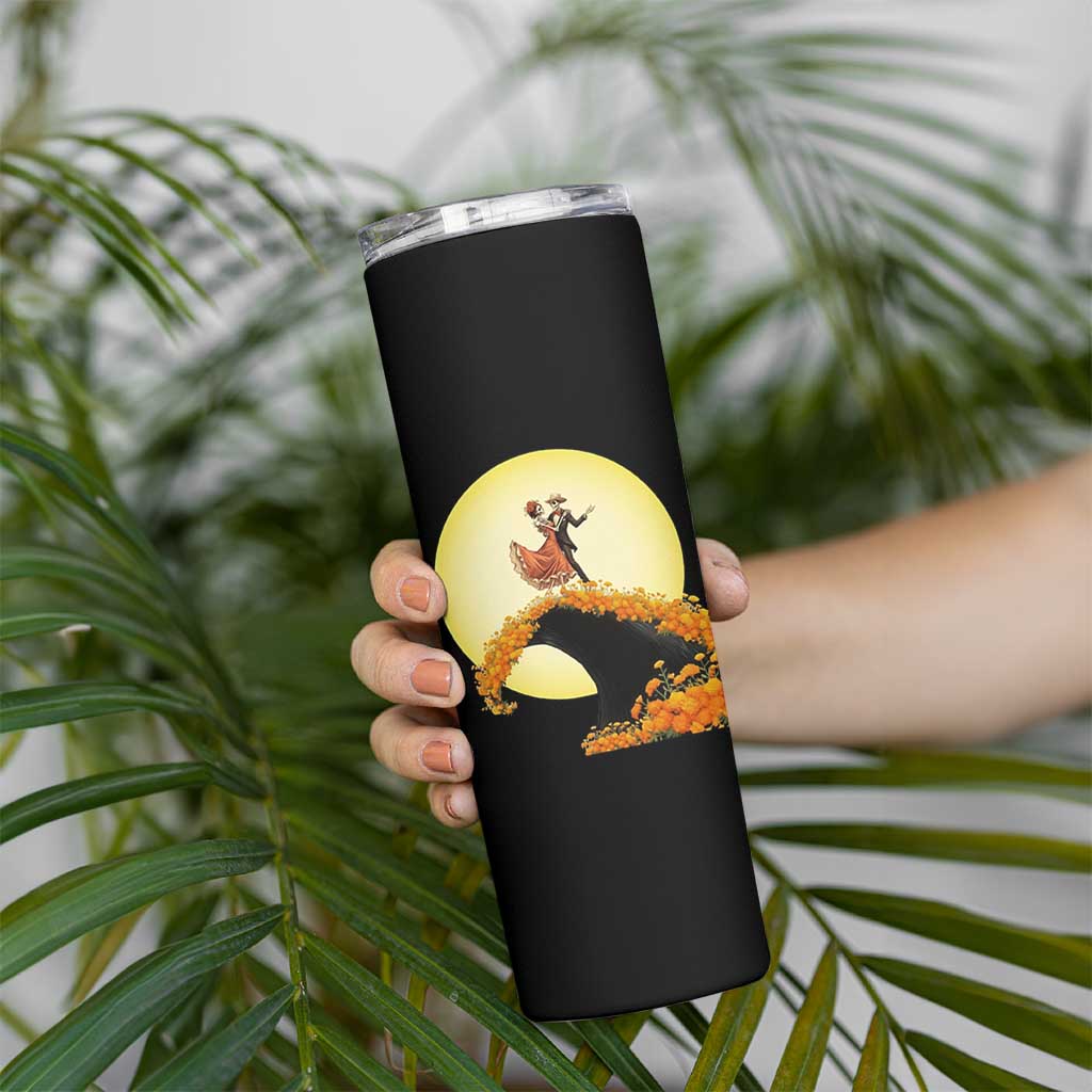 Dia De Los Muertos Skinny Tumbler Skeletons Dancing Mexican - Wonder Print Shop
