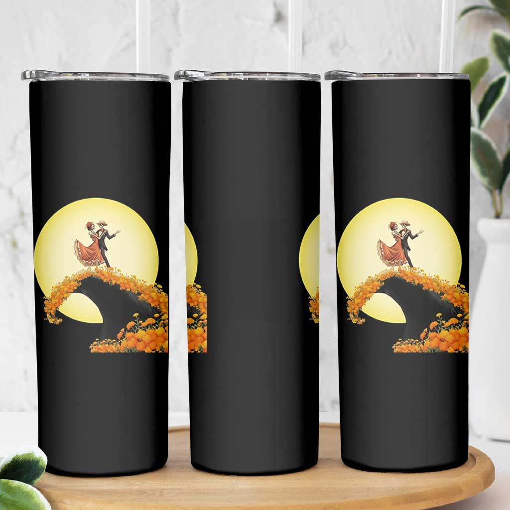 Dia De Los Muertos Skinny Tumbler Skeletons Dancing Mexican - Wonder Print Shop