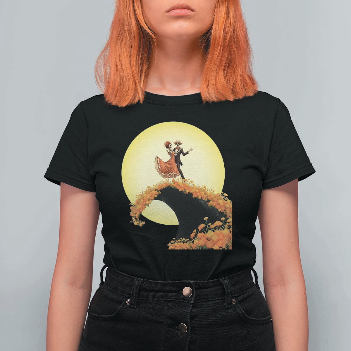 Dia De Los Muertos T Shirt For Women Skeletons Dancing Mexican - Wonder Print Shop