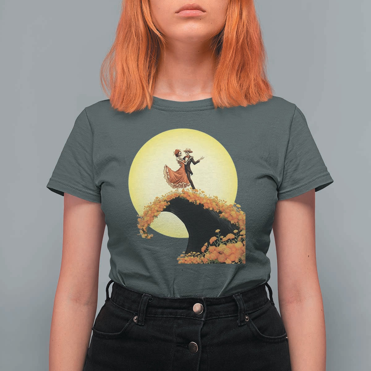 Dia De Los Muertos T Shirt For Women Skeletons Dancing Mexican - Wonder Print Shop