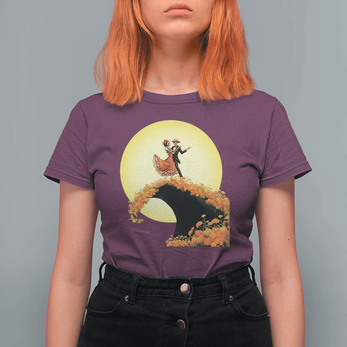 Dia De Los Muertos T Shirt For Women Skeletons Dancing Mexican - Wonder Print Shop