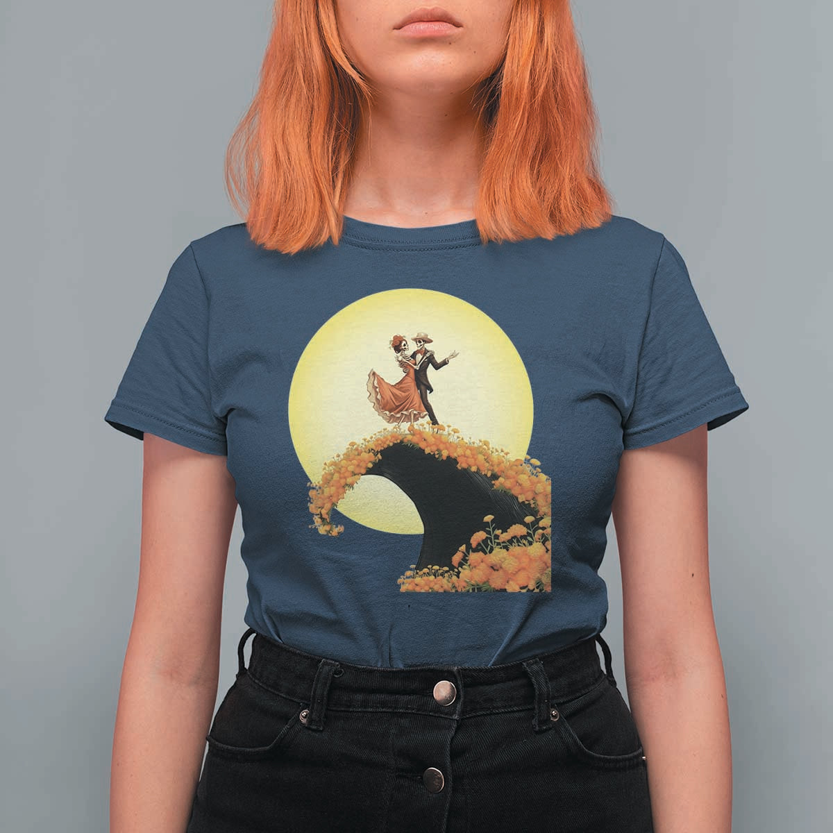 Dia De Los Muertos T Shirt For Women Skeletons Dancing Mexican - Wonder Print Shop