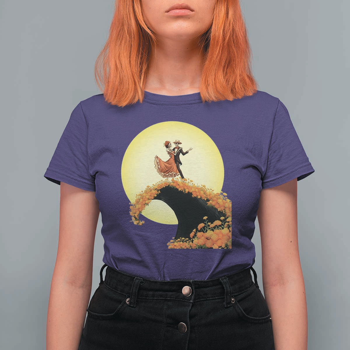 Dia De Los Muertos T Shirt For Women Skeletons Dancing Mexican - Wonder Print Shop