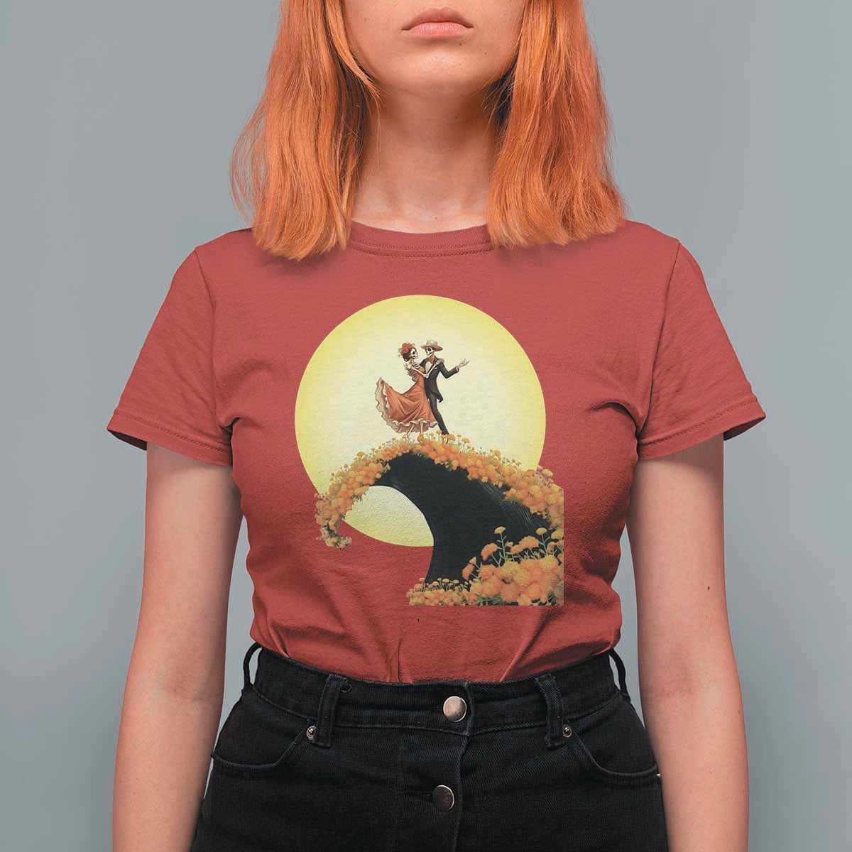 Dia De Los Muertos T Shirt For Women Skeletons Dancing Mexican - Wonder Print Shop