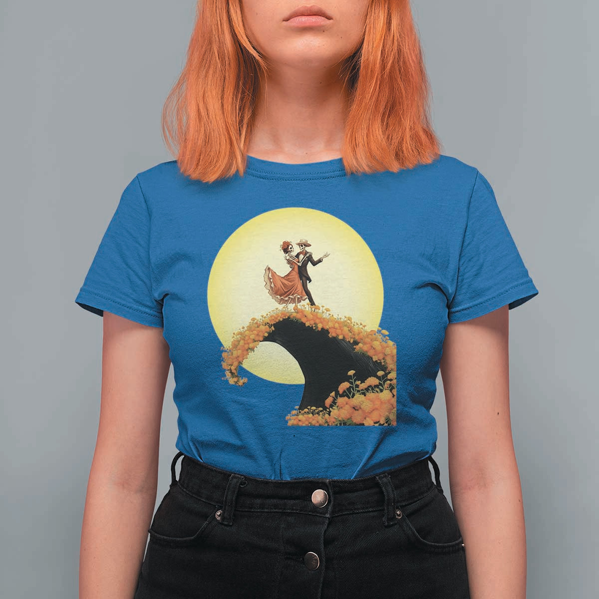 Dia De Los Muertos T Shirt For Women Skeletons Dancing Mexican - Wonder Print Shop
