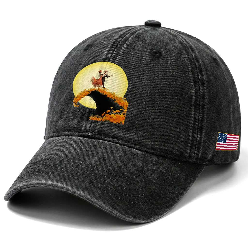 Dia De Los Muertos Washed Cotton Baseball Cap Skeletons Dancing Mexican
