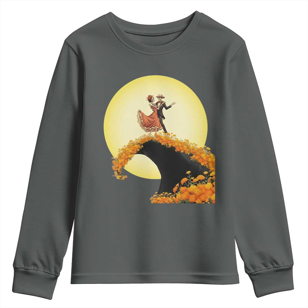 Dia De Los Muertos Youth Sweatshirt Skeletons Dancing Mexican - Wonder Print Shop