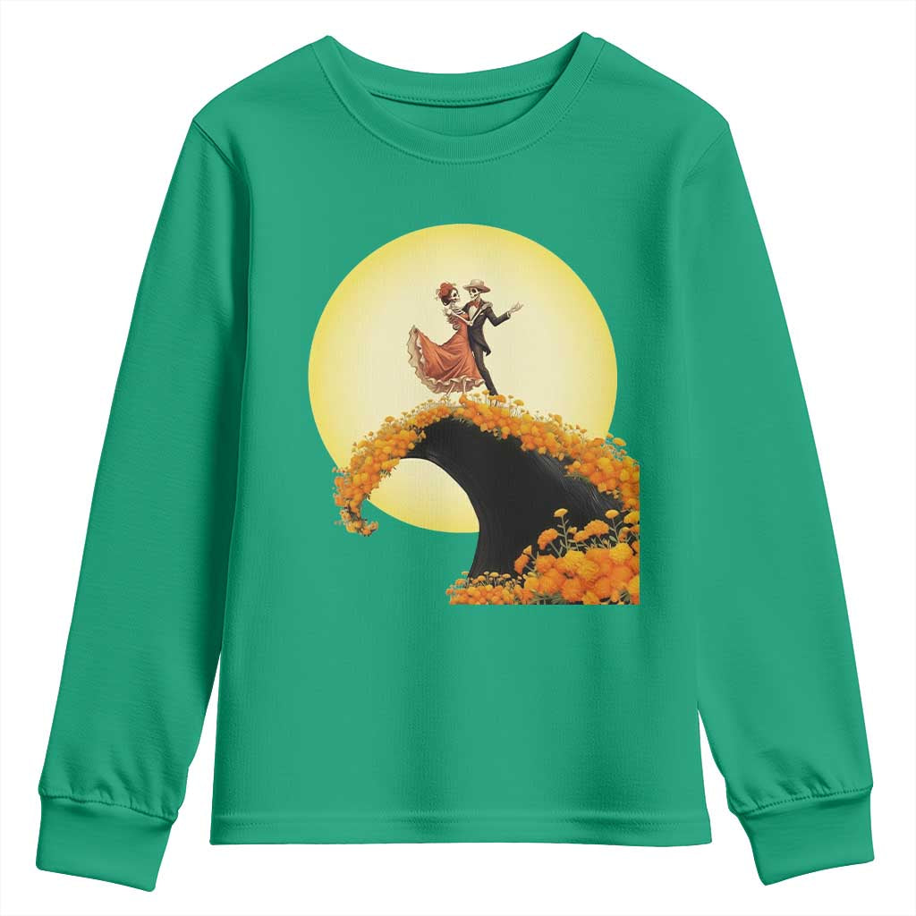 Dia De Los Muertos Youth Sweatshirt Skeletons Dancing Mexican - Wonder Print Shop