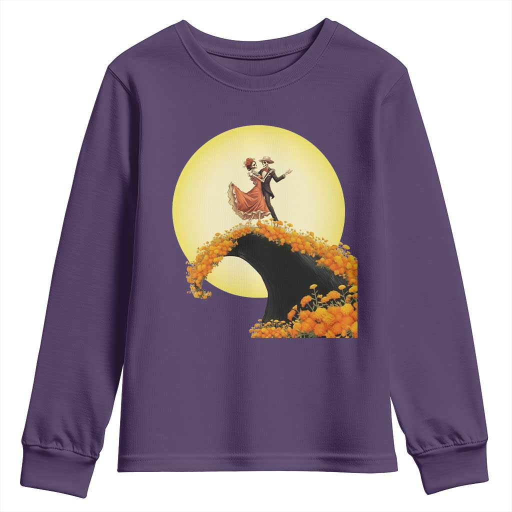 Dia De Los Muertos Youth Sweatshirt Skeletons Dancing Mexican - Wonder Print Shop