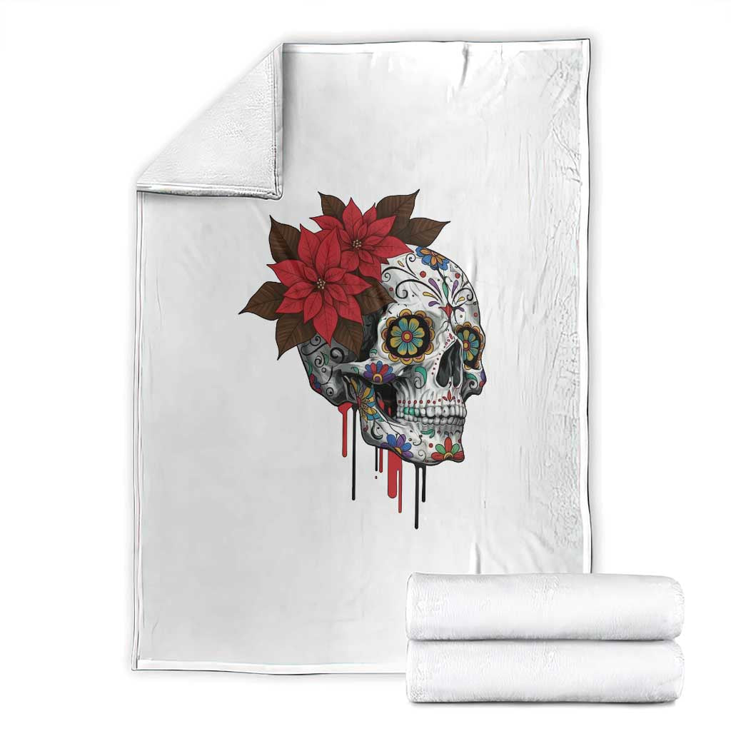 Sugar Skull Calavera Holiday Spirit Mistletoe Throw Blanket - Wonder Print Shop
