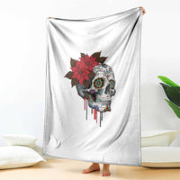 Sugar Skull Calavera Holiday Spirit Mistletoe Throw Blanket - Wonder Print Shop