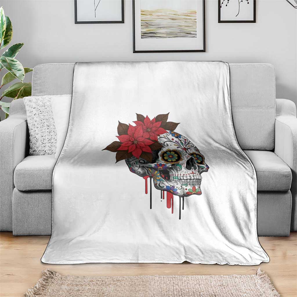 Sugar Skull Calavera Holiday Spirit Mistletoe Throw Blanket - Wonder Print Shop