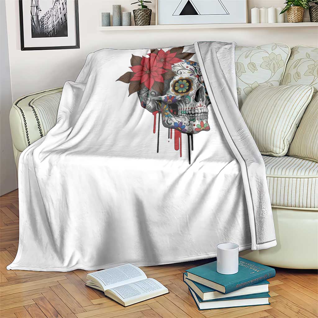 Sugar Skull Calavera Holiday Spirit Mistletoe Throw Blanket - Wonder Print Shop