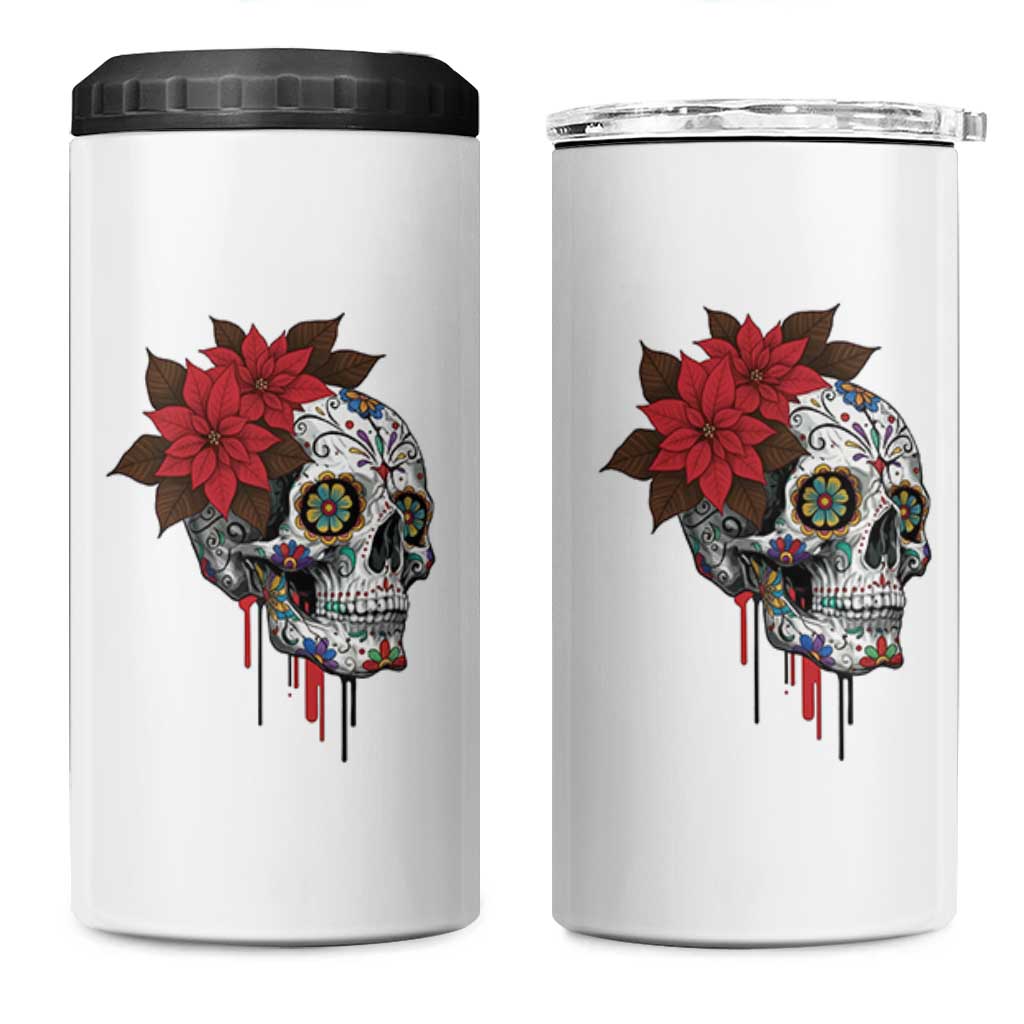 Sugar Skull Calavera Holiday Spirit Mistletoe 4 in 1 Can Cooler Tumbler - Wonder Print Shop