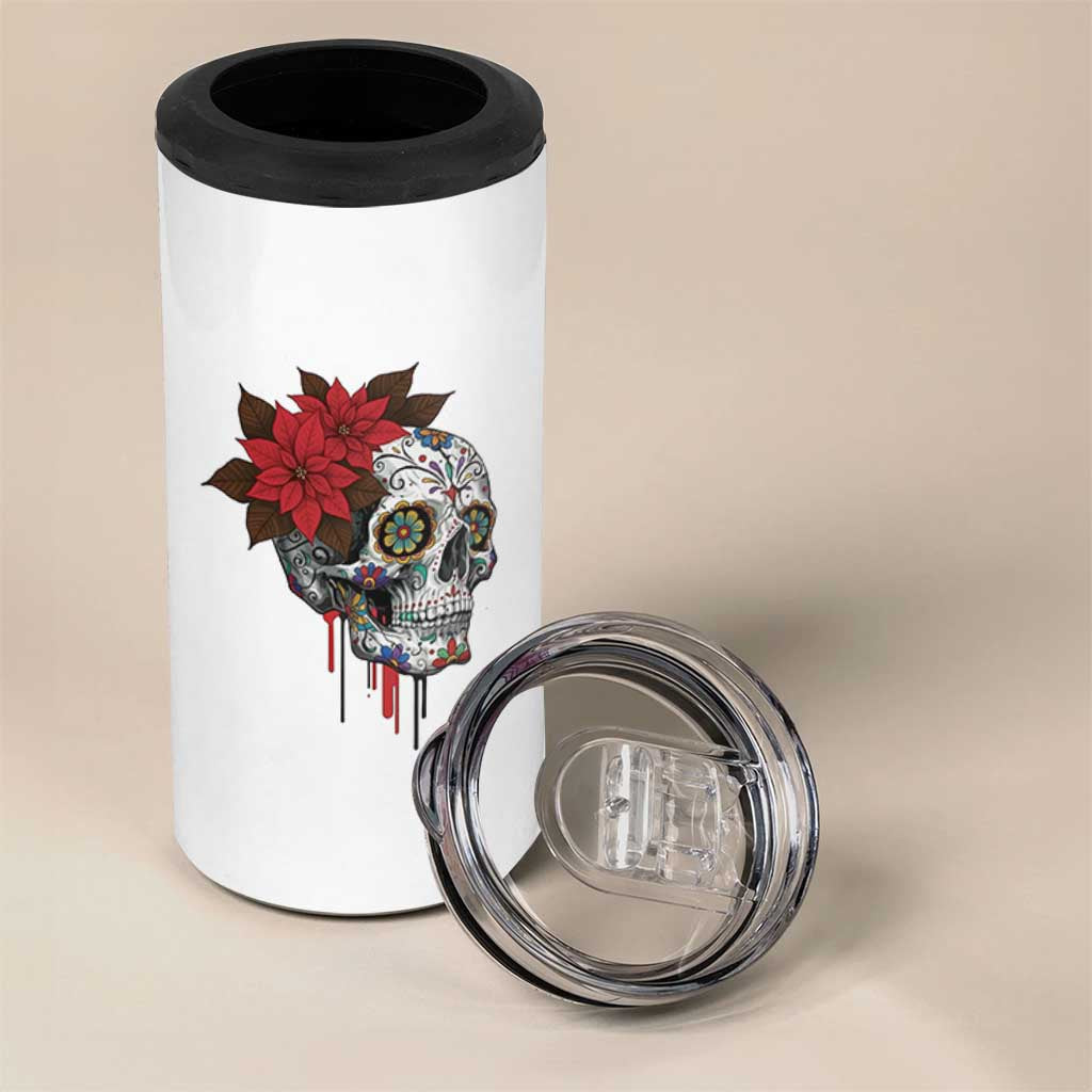 Sugar Skull Calavera Holiday Spirit Mistletoe 4 in 1 Can Cooler Tumbler - Wonder Print Shop