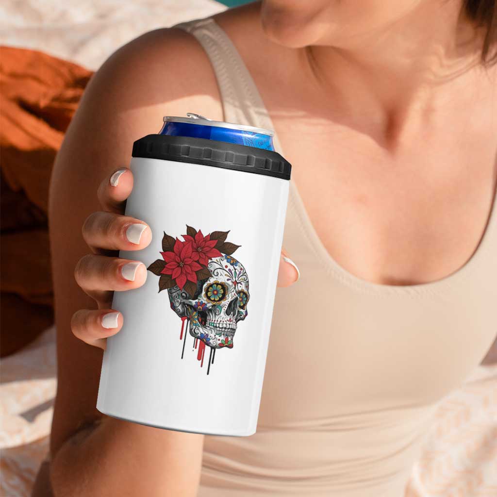 Sugar Skull Calavera Holiday Spirit Mistletoe 4 in 1 Can Cooler Tumbler - Wonder Print Shop