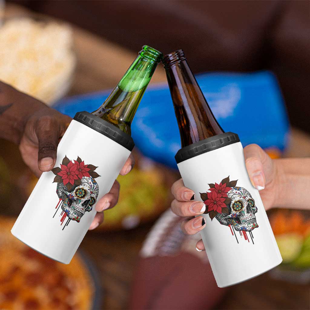 Sugar Skull Calavera Holiday Spirit Mistletoe 4 in 1 Can Cooler Tumbler - Wonder Print Shop