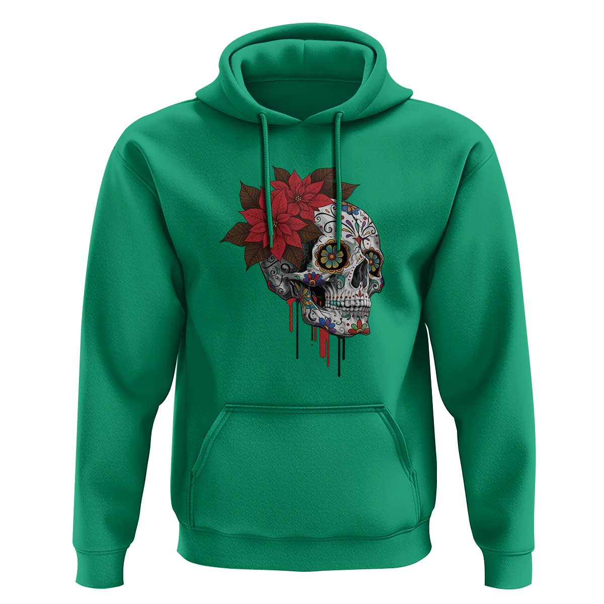 Sugar Skull Calavera Holiday Spirit Mistletoe Hoodie - Wonder Print Shop