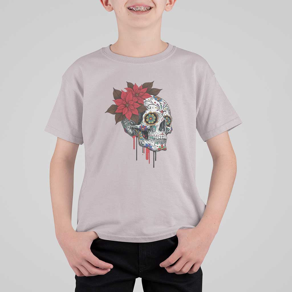 Sugar Skull Calavera Holiday Spirit Mistletoe T Shirt For Kid - Wonder Print Shop