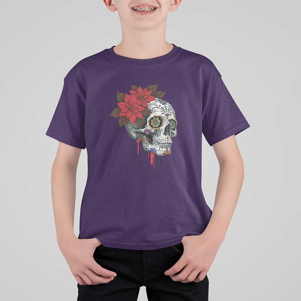 Sugar Skull Calavera Holiday Spirit Mistletoe T Shirt For Kid - Wonder Print Shop