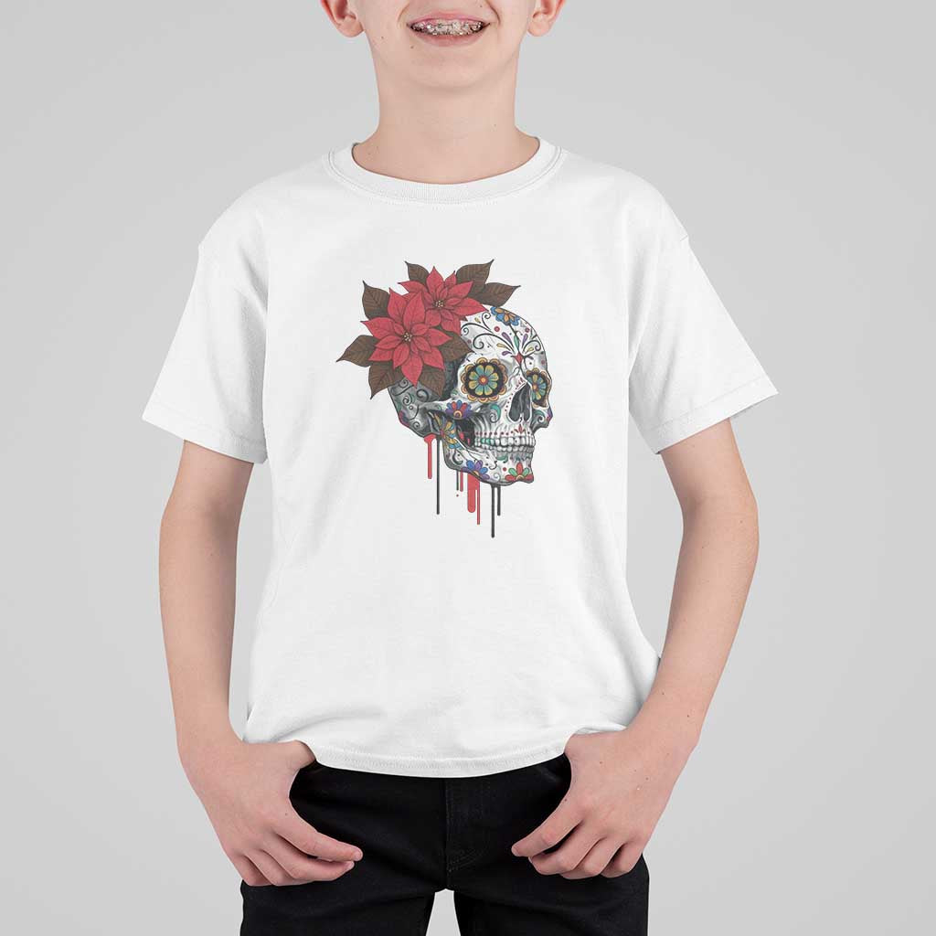 Sugar Skull Calavera Holiday Spirit Mistletoe T Shirt For Kid - Wonder Print Shop