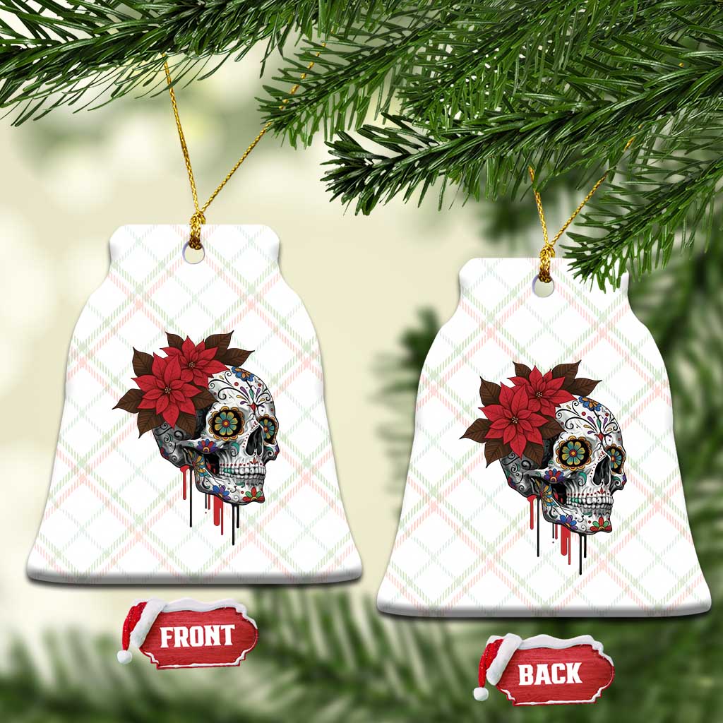 Sugar Skull Calavera Holiday Spirit Mistletoe Ceramic Ornament - Wonder Print Shop