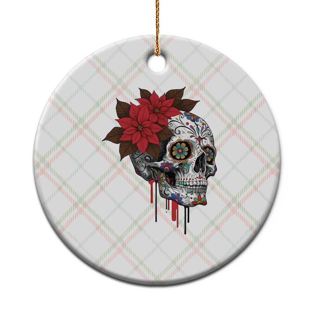 Sugar Skull Calavera Holiday Spirit Mistletoe Ceramic Ornament - Wonder Print Shop
