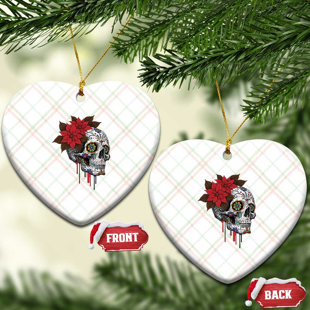 Sugar Skull Calavera Holiday Spirit Mistletoe Ceramic Ornament - Wonder Print Shop