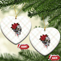 Sugar Skull Calavera Holiday Spirit Mistletoe Ceramic Ornament - Wonder Print Shop
