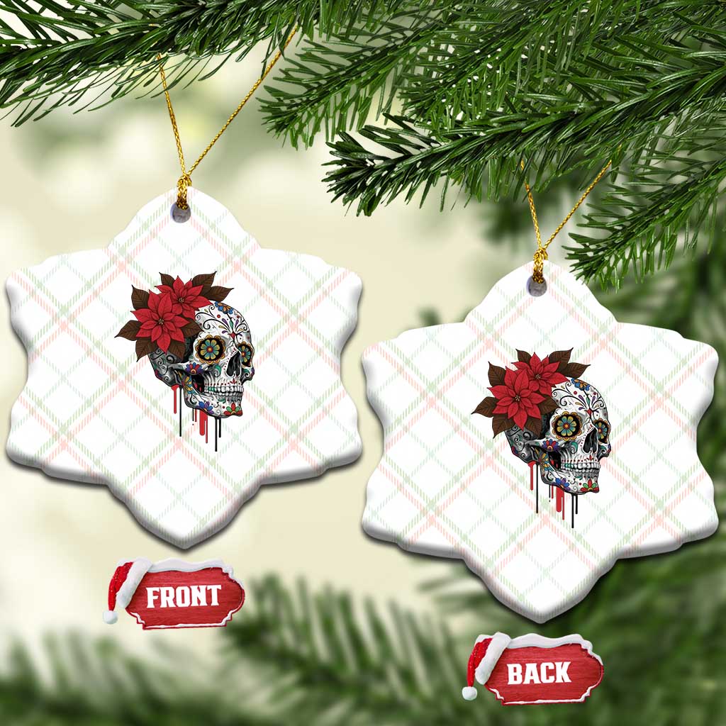 Sugar Skull Calavera Holiday Spirit Mistletoe Ceramic Ornament - Wonder Print Shop