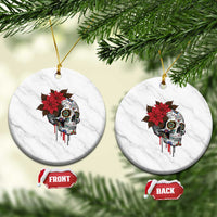 Sugar Skull Calavera Holiday Spirit Mistletoe Ceramic Ornament - Wonder Print Shop